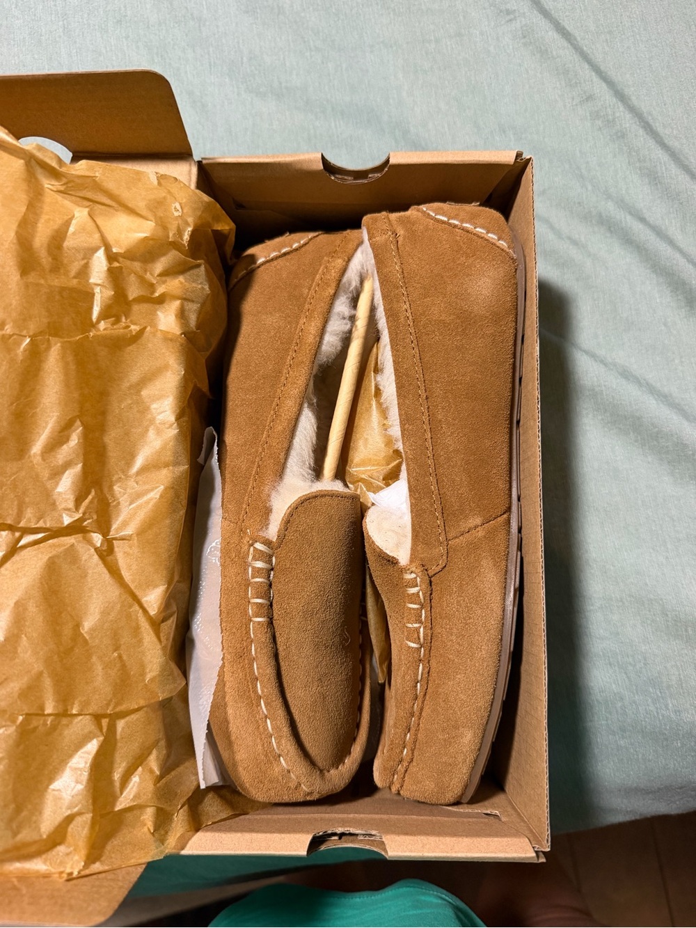 Koolaburra by UGG Suede Shearling-Lined Slip-On Loafers - Chestnut